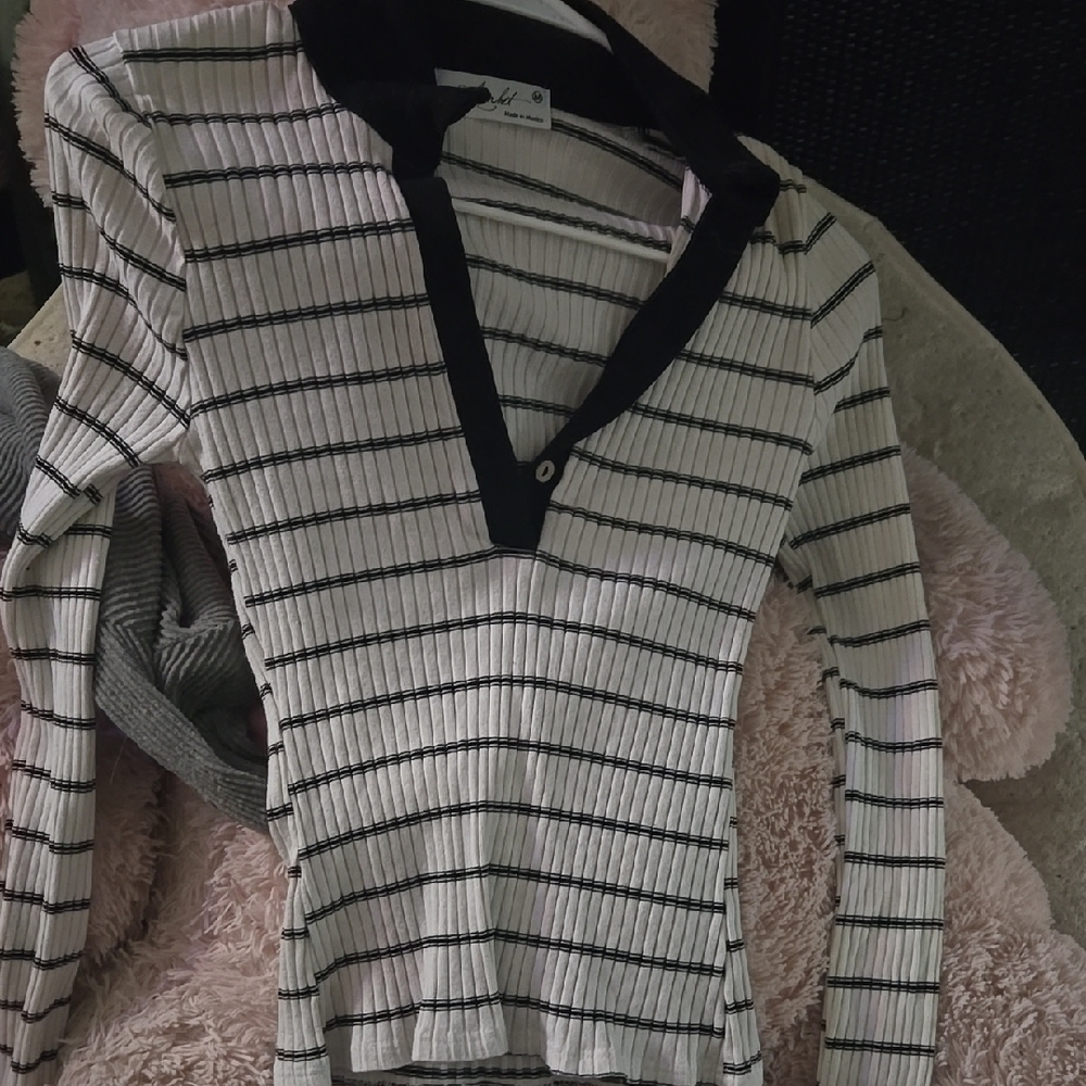 Striped Black and White Women's Top